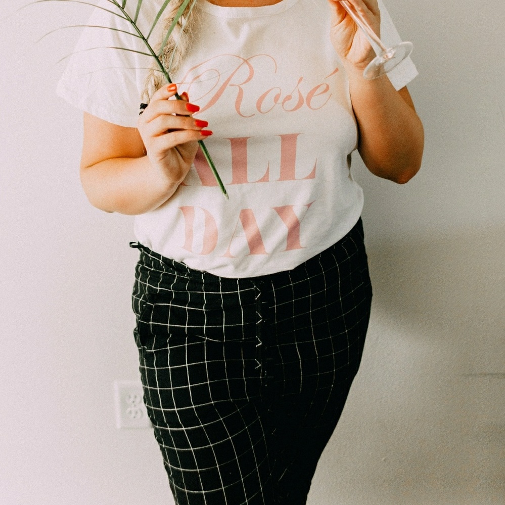 Black and white stripped pants with sinch wasit